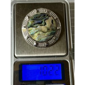 画像2: 景色のような模様が綺麗なマザーオブパールのビンテージブローチ1940年イギリス