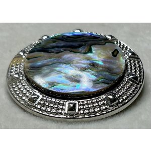 画像8: 景色のような模様が綺麗なマザーオブパールのビンテージブローチ1940年イギリス