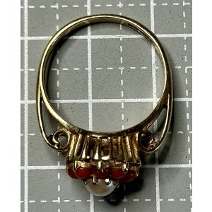 画像4: 鮮やかなサンゴとパールのリング1920年イギリス