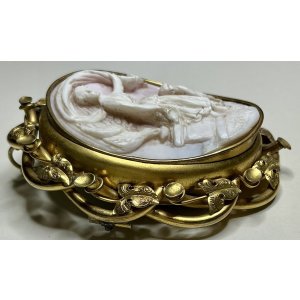 画像15: 素敵な色合いのコンクシェルカメオブローチ1880年イギリス