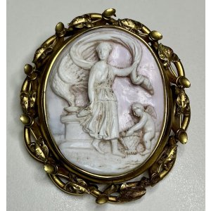 画像1: 素敵な色合いのコンクシェルカメオブローチ1880年イギリス