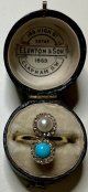 エドワーディアンの綺麗なターコイズとパール、ダイアモンドリング1919年イギリス