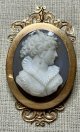 綺麗な彫刻のストーンカメオブローチ＆ペンダント1880年イギリス
