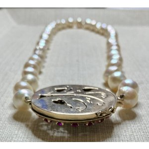 画像7: 綺麗なパールとエメラルドとルビーとダイアモンドのネックレス1920年イギリス