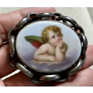 画像9: 可愛い天使のポーセリンブローチ1880年イギリス