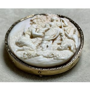 画像20: 素晴らしい彫刻のコンクシェルカメオブローチ1880年イギリス