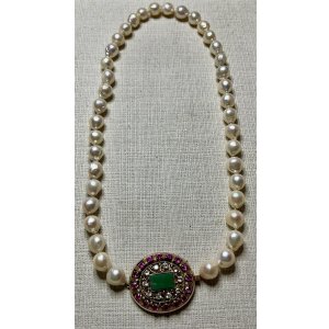 画像18: 綺麗なパールとエメラルドとルビーとダイアモンドのネックレス1920年イギリス