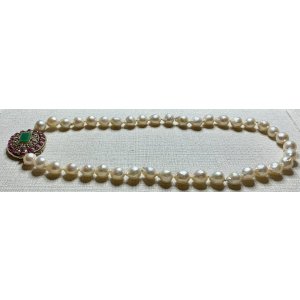 画像11: 綺麗なパールとエメラルドとルビーとダイアモンドのネックレス1920年イギリス