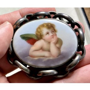 画像8: 可愛い天使のポーセリンブローチ1880年イギリス