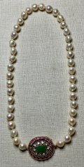 綺麗なパールとエメラルドとルビーとダイアモンドのネックレス1920年イギリス