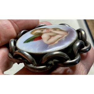 画像5: 可愛い天使のポーセリンブローチ1880年イギリス