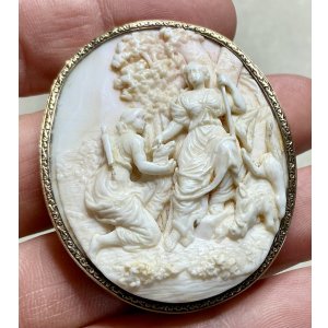 画像14: 素晴らしい彫刻のコンクシェルカメオブローチ1880年イギリス