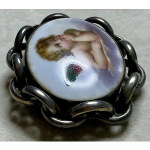 画像17: 可愛い天使のポーセリンブローチ1880年イギリス