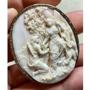 画像11: 素晴らしい彫刻のコンクシェルカメオブローチ1880年イギリス