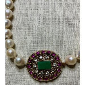 画像16: 綺麗なパールとエメラルドとルビーとダイアモンドのネックレス1920年イギリス