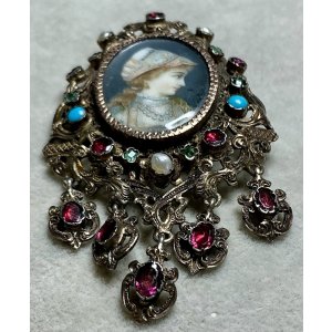 画像15: 素晴らしいフレームのミニアチュールブローチ1880年フランス