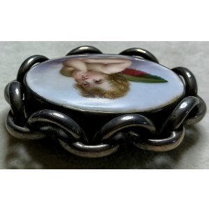 画像14: 可愛い天使のポーセリンブローチ1880年イギリス