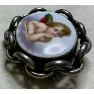 画像12: 可愛い天使のポーセリンブローチ1880年イギリス