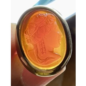 画像13: オレンジ色が鮮やかなコーネリアンストーンカメオリング1860年イギリス