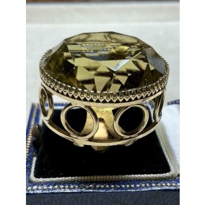 画像21: 巨大なシトリンのゴールドリング1920年イギリス