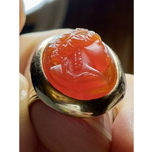 画像6: オレンジ色が鮮やかなコーネリアンストーンカメオリング1860年イギリス