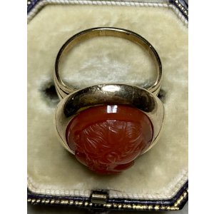 画像23: オレンジ色が鮮やかなコーネリアンストーンカメオリング1860年イギリス