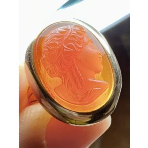 画像12: オレンジ色が鮮やかなコーネリアンストーンカメオリング1860年イギリス