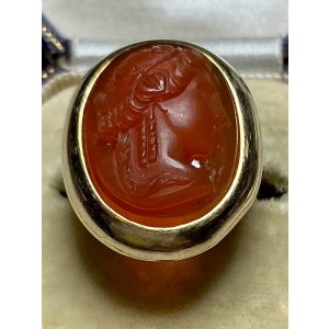 画像30: オレンジ色が鮮やかなコーネリアンストーンカメオリング1860年イギリス