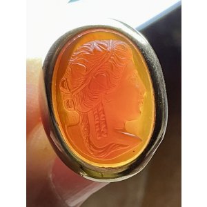 画像11: オレンジ色が鮮やかなコーネリアンストーンカメオリング1860年イギリス