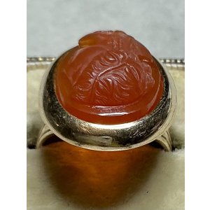 画像26: オレンジ色が鮮やかなコーネリアンストーンカメオリング1860年イギリス