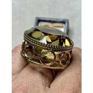 画像13: 巨大なシトリンのゴールドリング1920年イギリス