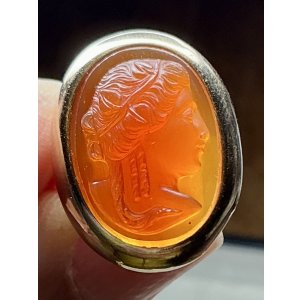 画像15: オレンジ色が鮮やかなコーネリアンストーンカメオリング1860年イギリス