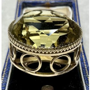 画像32: 巨大なシトリンのゴールドリング1920年イギリス