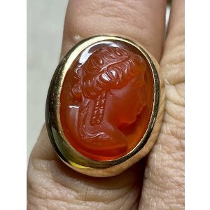 画像21: オレンジ色が鮮やかなコーネリアンストーンカメオリング1860年イギリス