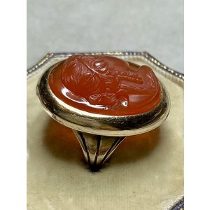 画像28: オレンジ色が鮮やかなコーネリアンストーンカメオリング1860年イギリス