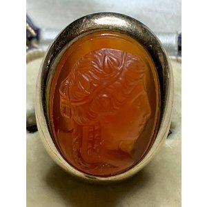画像24: オレンジ色が鮮やかなコーネリアンストーンカメオリング1860年イギリス