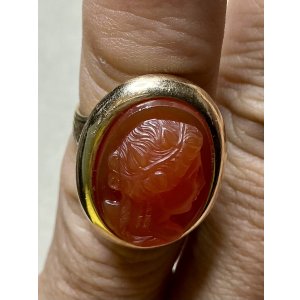 画像16: オレンジ色が鮮やかなコーネリアンストーンカメオリング1860年イギリス