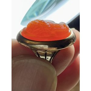 画像5: オレンジ色が鮮やかなコーネリアンストーンカメオリング1860年イギリス