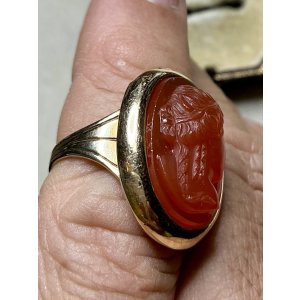 画像17: オレンジ色が鮮やかなコーネリアンストーンカメオリング1860年イギリス