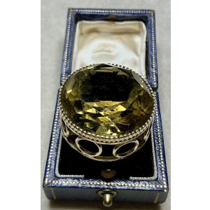 画像34: 巨大なシトリンのゴールドリング1920年イギリス