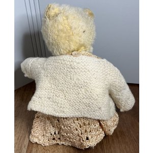 画像3: 素敵なカーディガンとクローバーのブローチとハンカチを持ったお洒落なテディベア1920年ドイツ