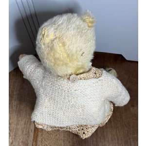 画像2: 素敵なカーディガンとクローバーのブローチとハンカチを持ったお洒落なテディベア1920年ドイツ