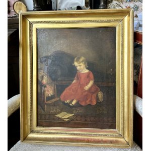 画像1: ビクトリア時代の可愛い少女とドールの油絵　エンディコット家の肖像画