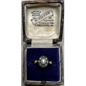 画像1: ナチュラルパールとローズカットダイヤモンドのリング