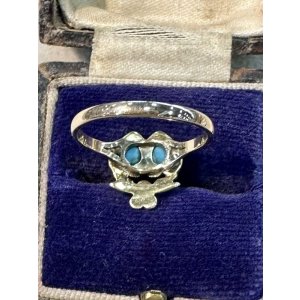 画像11: ダブルハートのターコイズ&パールリング