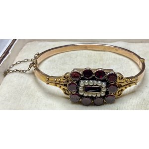 画像1: ガーネットとシードパールの素晴らしいバングル　ビクトリア時代
