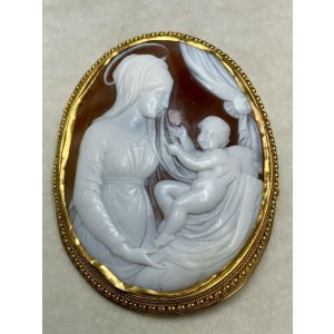 画像2: 愛情溢れるモチーフのシェルカメオブローチ