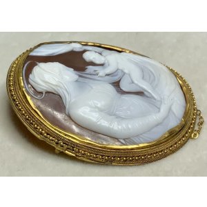 画像6: 愛情溢れるモチーフのシェルカメオブローチ